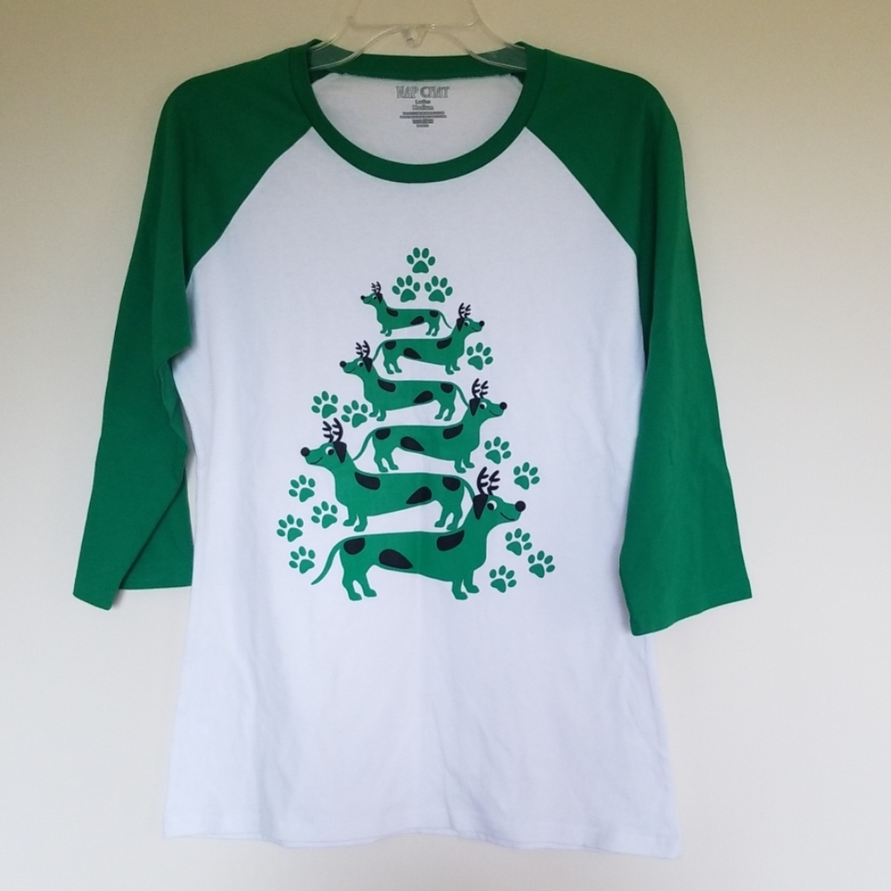 Nap Chat Dachshund Christmas Tree PJ TOP